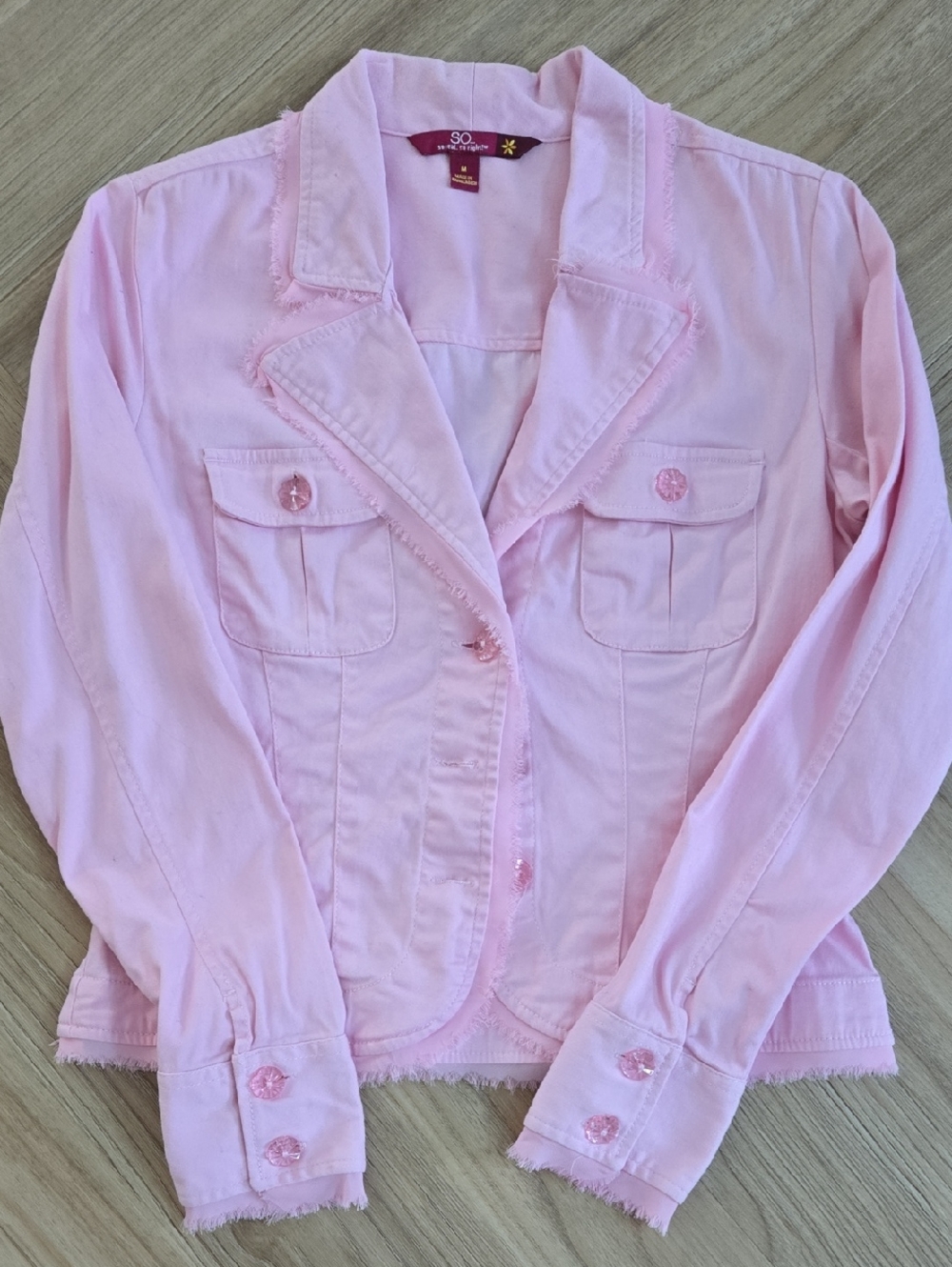 SO Light Pink Collared Shirt with Embroidered Brand Detail Medium